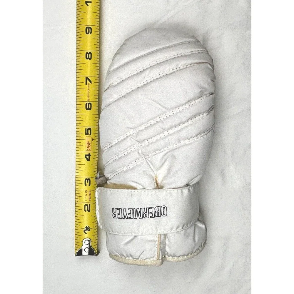 Vintage Girl’s Obermeyer Ski Mittens XL Leather Palm Gloves Off White